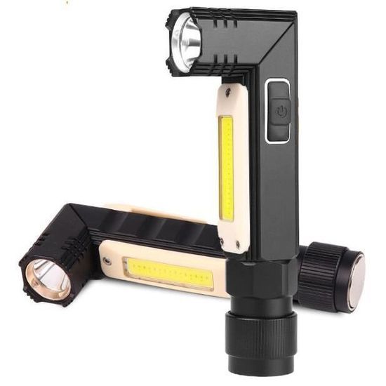Lampe De Travail LED Rechargeable COB - Aimant Et Crochet Inclus - 200 Lumens, 1800 MAh - Pour Voiture, Camping, Urgence