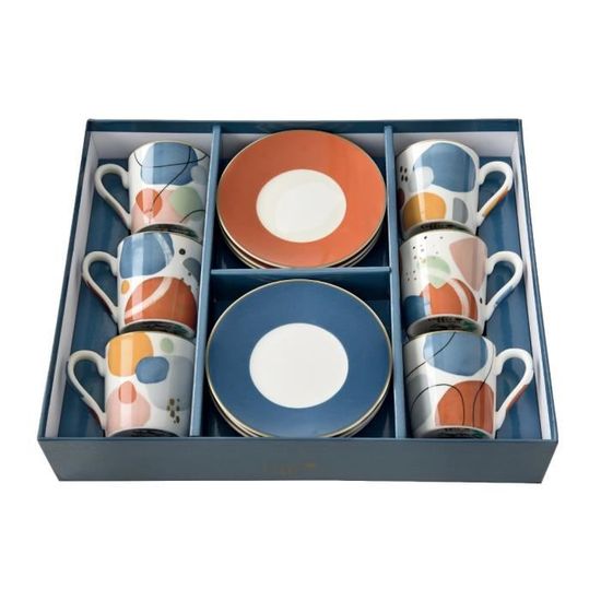 Egan Britto Lot De 2 Tasses à Café En Porcelaine Avec Fleur Et Assiettes – 90 Ml – Passe Au Micro-ondes Et Lave-vaisselle