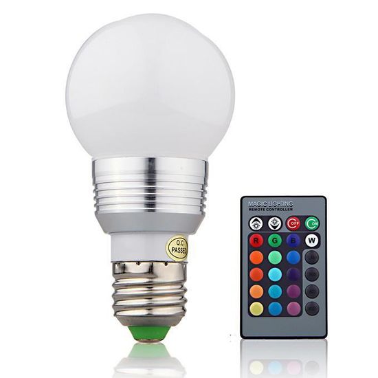 Ampoule LED 5W RGB - Multicolore et intensité variable via télécommande