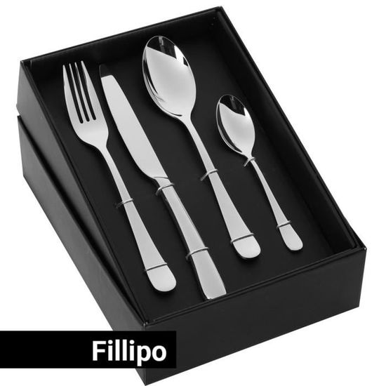 Pintinox, de couverts 24 pièces Palace Hammered, acier inoxydable, Made in Italy, 6 personnes