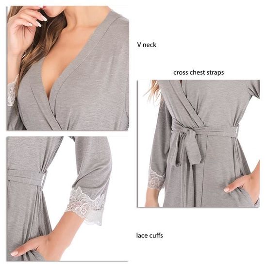 Dioche Peignoir court pour femmes Femmes Robe Dames V tements de