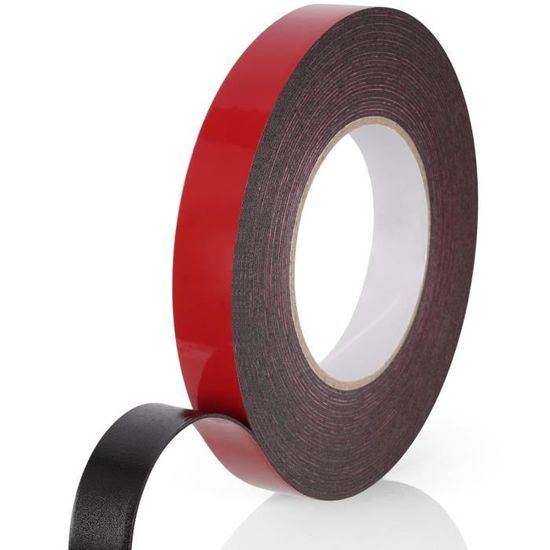 Ruban Double Face Extra Fort PE – 25 Mm X 10 M – Noir – Imperméable, Résistant Aux UV Et Températures -5°C à +65°C