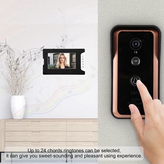 YOSOO Visiophone Kit Sonnette Vidéo Système à 2 Fils LCD TFT 7 Po 3 Moniteurs à Maison Nocturne