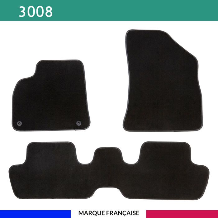 Tapis de voiture - Sur Mesure pour 3008 (2009 - 2016) - 3 pièces - Tapis de sol antidérapant pour automobile