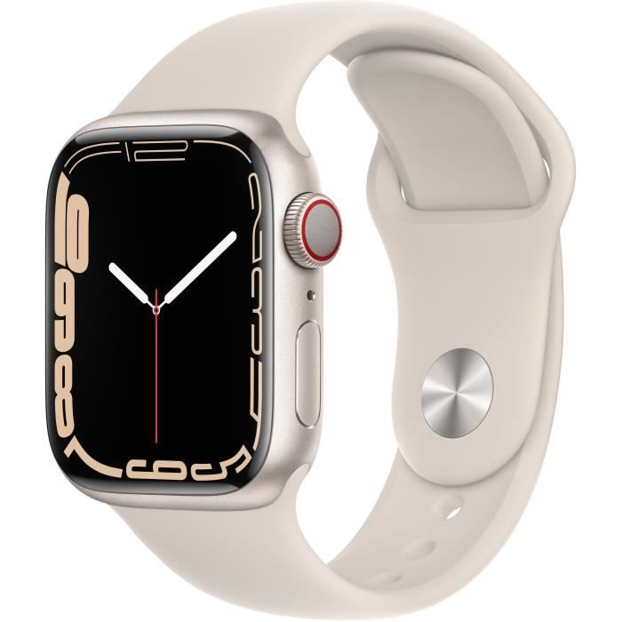 Apple Watch Series 7 GPS + Cellular - 41mm - Boîtier Starlight Aluminium - Bracelet Starlight Sport Band