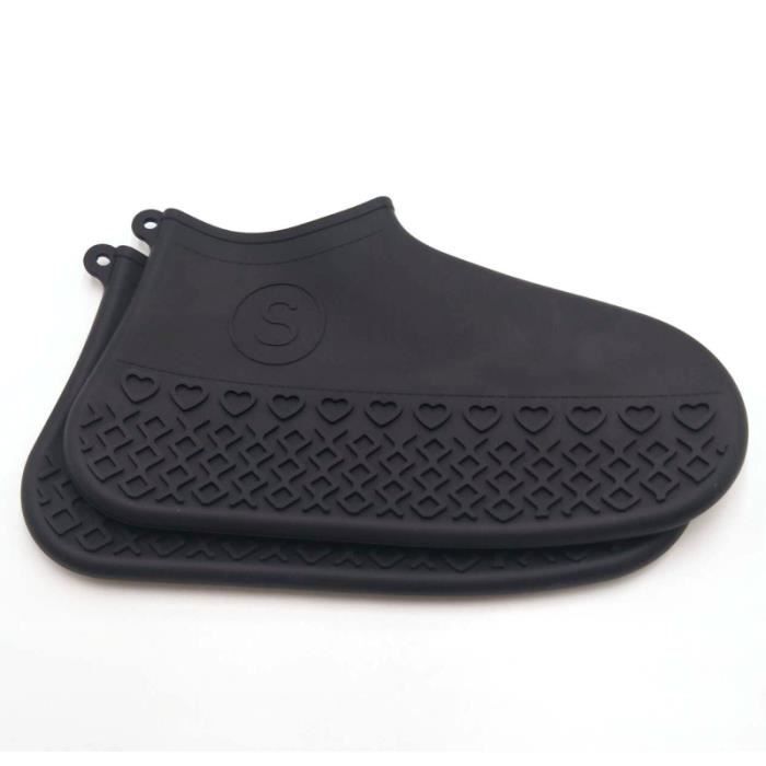 Protège chaussures unisexe, couvre chaussures imperméable en Silicone protecteurs de chaussures unisexe bottes de - Type Black S