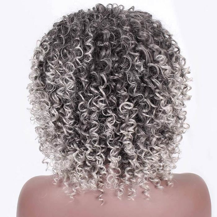 HAIR Afro crépus bouclés perruque mixte brun et Ombre Blonde synthétique perruque cheveux noirs naturels pour les - Type T1B-0906