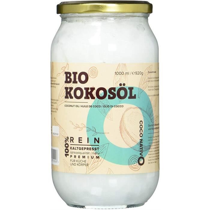 Huile de Coco Bio CocoNativo - 1000ml (1Litre) Huile de Noix de Coco Biologique Extra Vierge et non Raffinée, Pure et 100% Bio