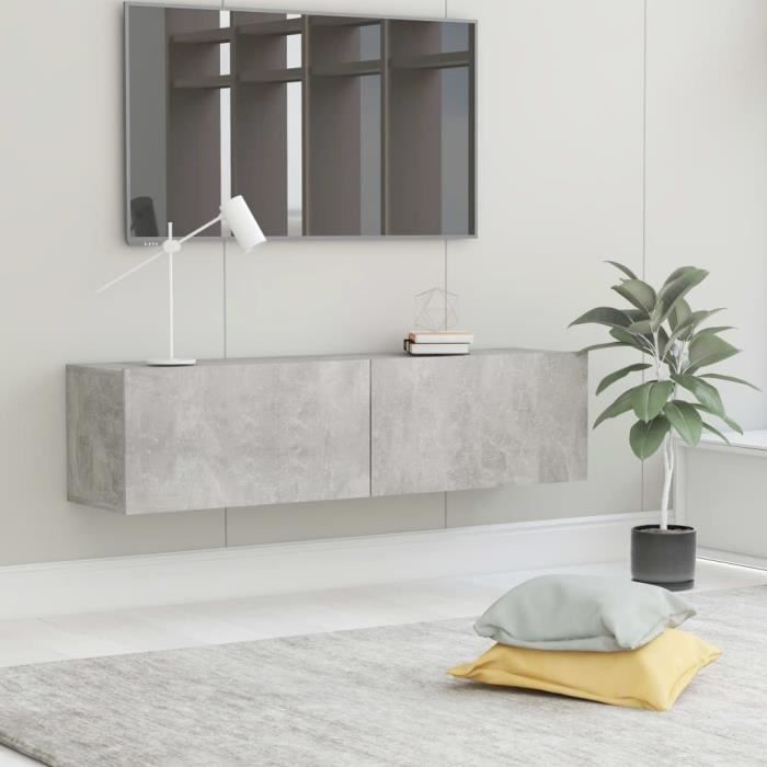 Luxueux Meuble TV Design - Meuble de rangement Meuble de Télévision Gris béton 120x30x30 cm Aggloméré ♫21655
