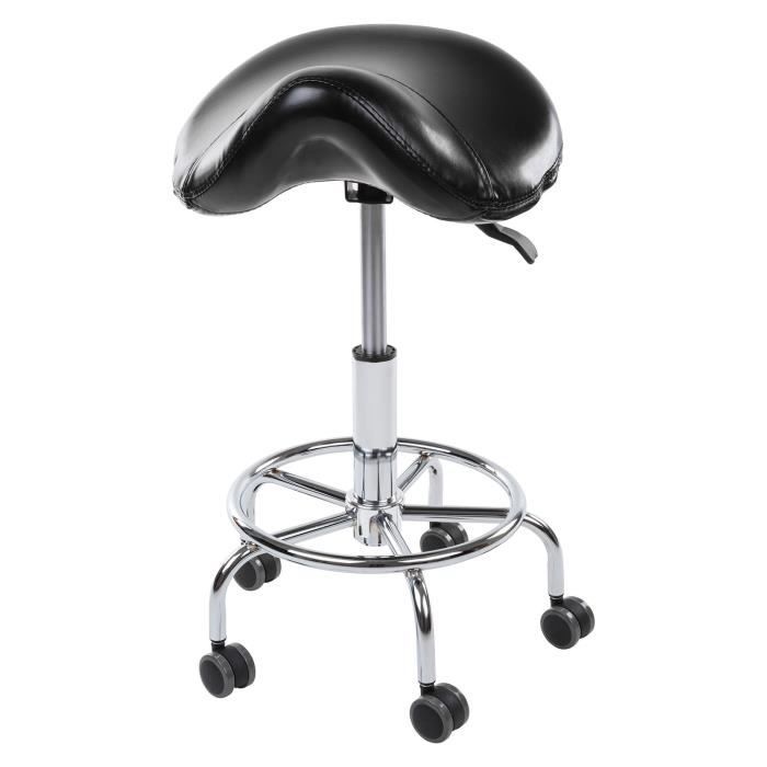 Tabouret Siège-selle Physa ADONIS - Noir (métal, skaï, hauteur du siège 49-58cm, 43x57x45cm)