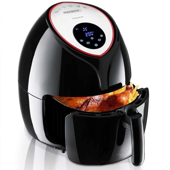 Friteuse électrique à air chaud 9 en 1 sans huile 6,5 L noir 1850W écran digital et livret recette cuisine