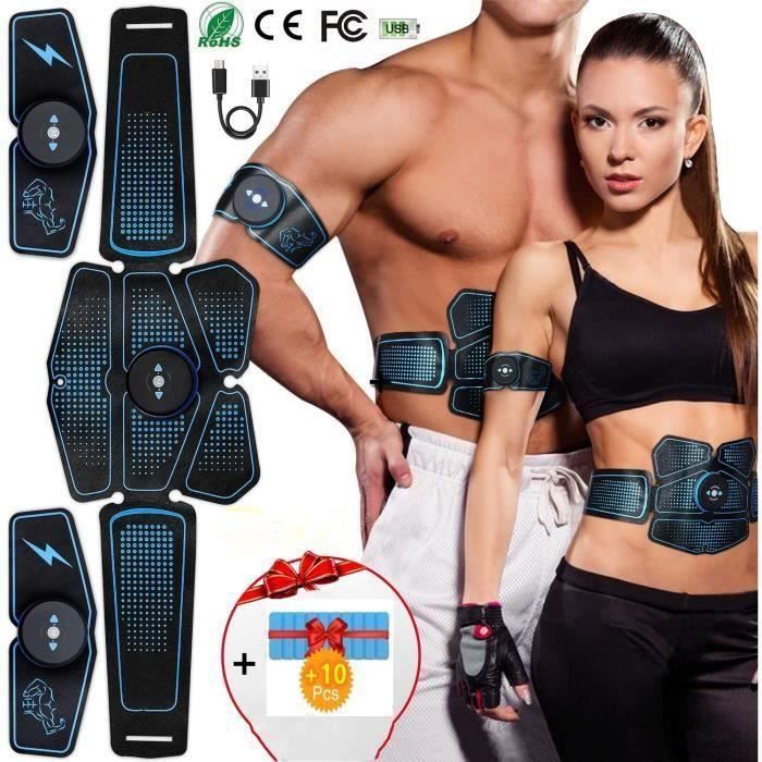 Electrostimulateur Musculaire USB Rechargeable, Ceinture Abdominale Electrostimulation Appareil Musculation Electrique Homme Femme