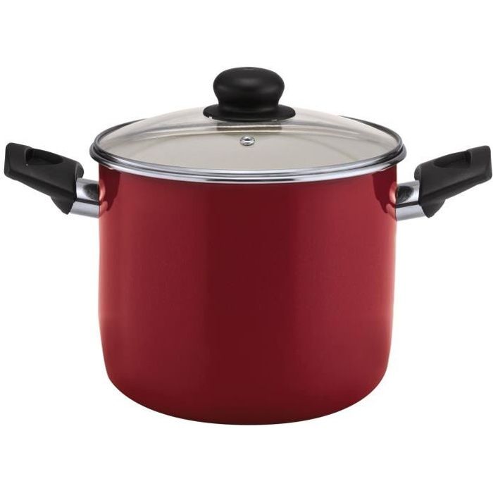 BEKA Traiteur émail avec couvercle en verre Bohème - Ø 24 cm - Rouge - Tous feux dont induction