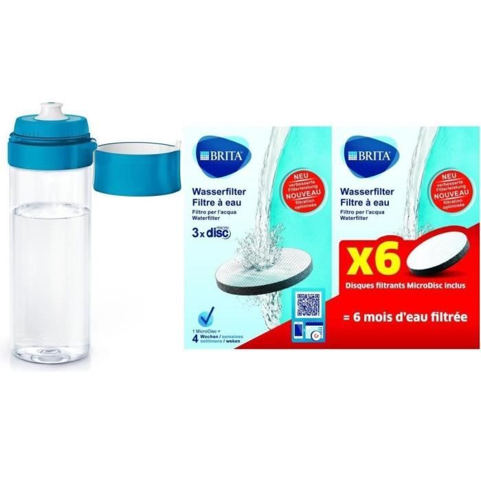 BRITA 1016334 Gourde filtrante 0,6L Bleu Pack de 7 Microdiscs filtrants