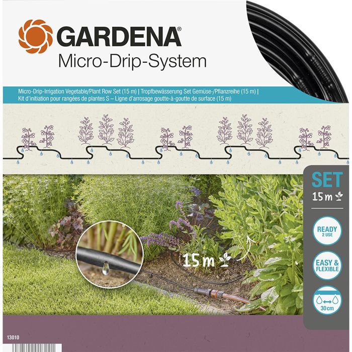 GARDENA Kit complet arrosage goutte-à-goutte taille S Micro-Drip® – Arrosage ligne 100m max – Systèm