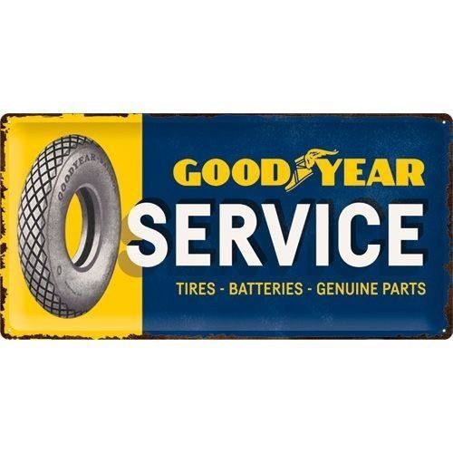 Plaque en métal 25 x 50 cm : Goodyear Service