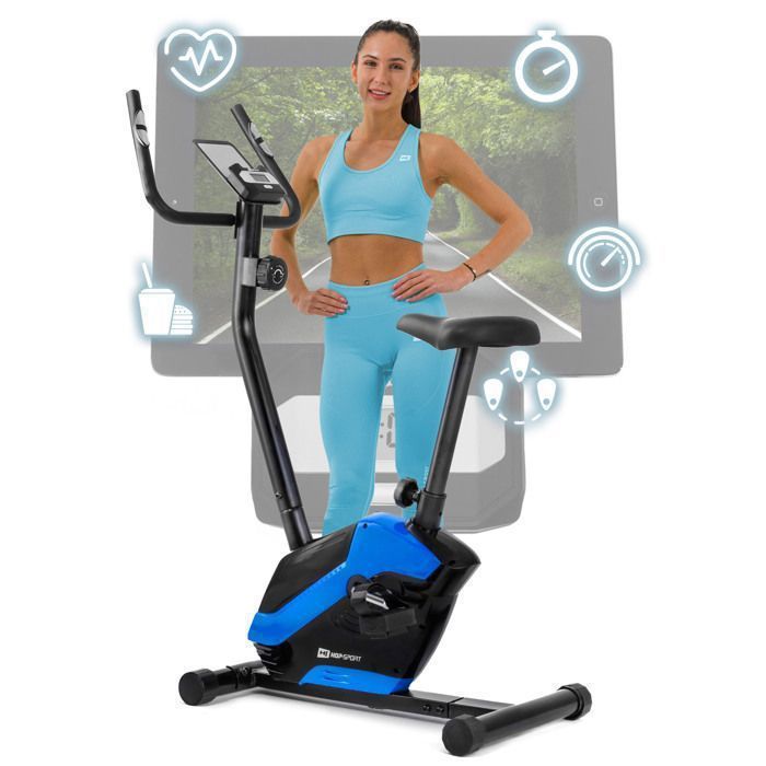 Hop-Sport Vélo d'appartement HS-045H EOS, Capteur cardiaque, Porte-Tablette Charge Max. 120 kg
