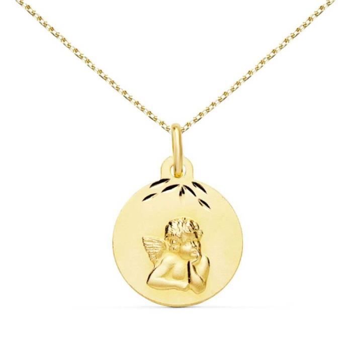 Collier - Médaille Ange Or Jaune - Chaîne Dorée
