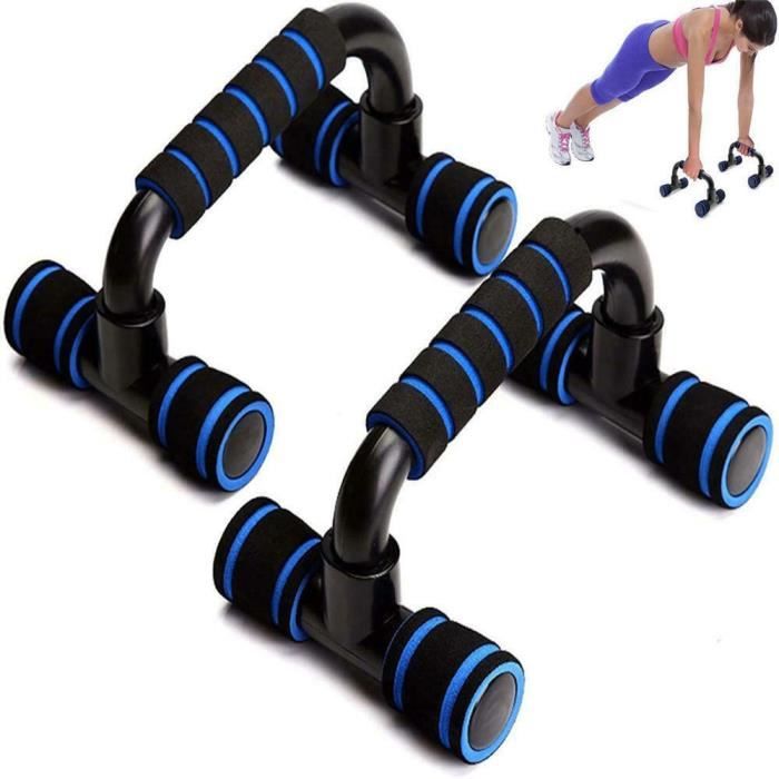 Poignées d'appui pour Pompe/Push-Up Bars Dispositif pour Musculation Bleu, Appareil de fitness à domicile push-ups en forme de I