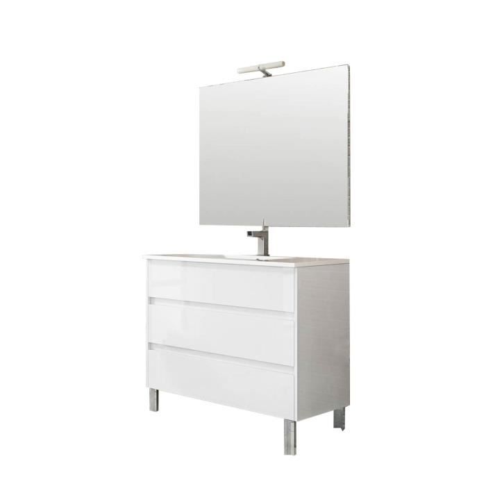 Ensemble de salle de bain TENERIFE 100cm blanc brillant