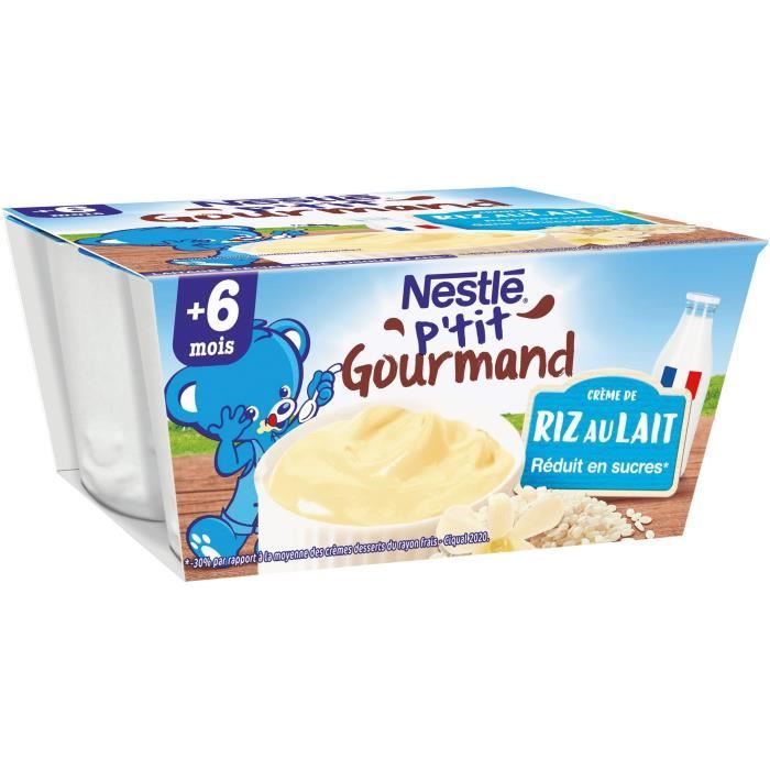 NESTLÉ P'tit Gourmand Crème de riz au lait - 4x100 g - Dès 6 mois