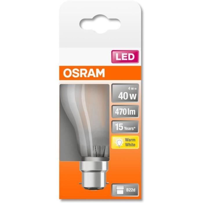 OSRAM Ampoule LED Standard verre dépoli 4W=40 B22 chaud