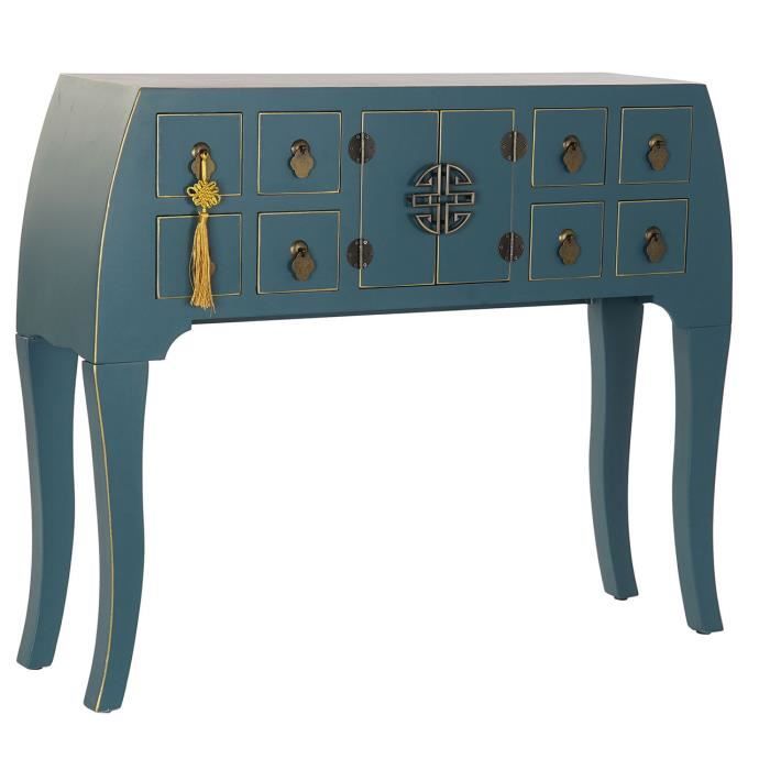 Console Table console en bois de sapin et MDF coloris bleu pétrole - Longueur 98 x Profondeur 26 x Hauteur 80 cm