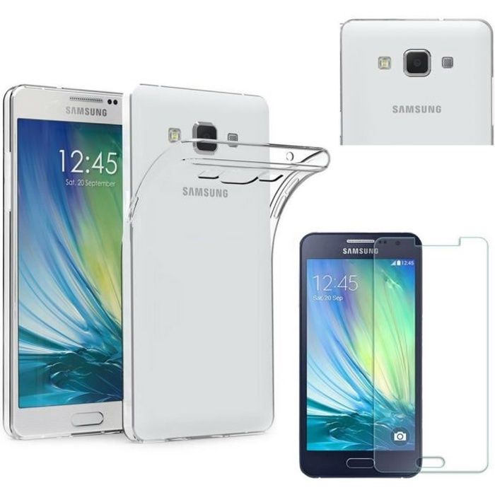 Coque Samsung Galaxy A3 2015 A300 - Silicone Transparent + Verre Trempé Film Protection Ecran [Phonillico®]