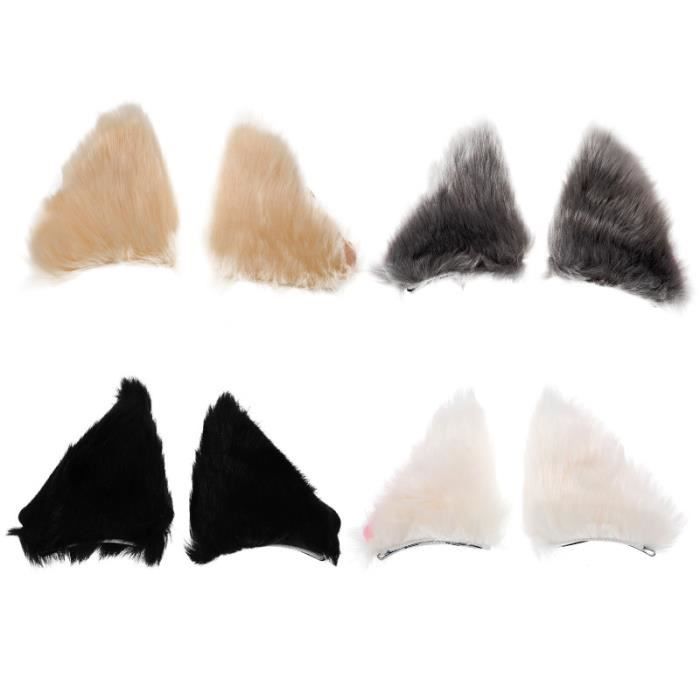 4 paires douce charmante chat oreille coiffure cosplay pour filles pince - barrette - chouchou - elastique capillaire