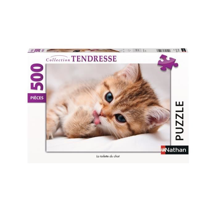 Puzzle 500 pièces - La toilette du chat - Nathan - Puzzle Adultes - Dès 10 ans