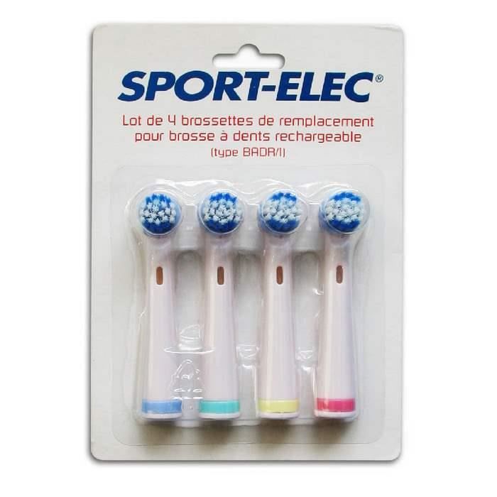 4 brossettes pour brosse à dents badr1 Sport-Elec Institut hygiène-santé