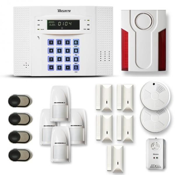 Alarme maison sans fil DNB 4 à 5 pièces mouvement + intrusion + détecteur de fumée + gaz + sirène extérieure - Compatible Box intern