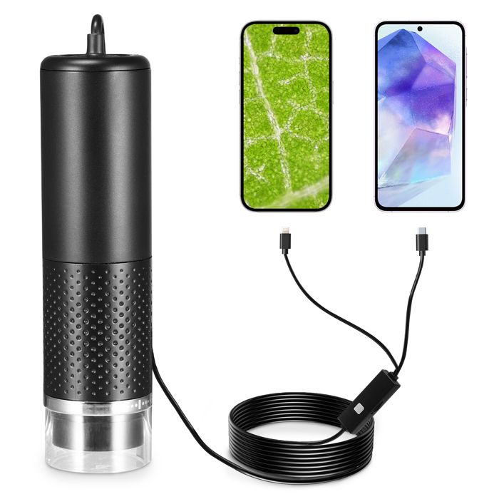 Microscope Numérique Portable WiFi 50-1600x - Avec 8 LEDs Et Support Métal - Pour Téléphone, Tablette