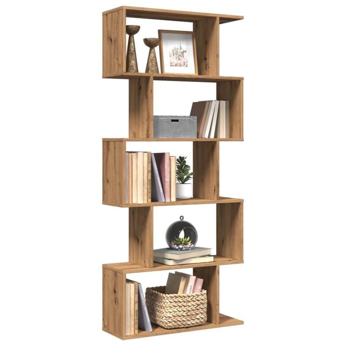 vidaXL Étagère séparatrice de pièce à 5 niveaux chêne artisanal étagère étagère à livres étagère de rangement 858101