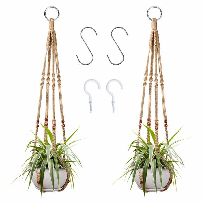 SHUESS Panier à Plantes Corde Coton Tissé 28x28cm – Cache-Pot Décoratif Blanc, Rangement Multifonction, Pliable, Style Naturel Moderne