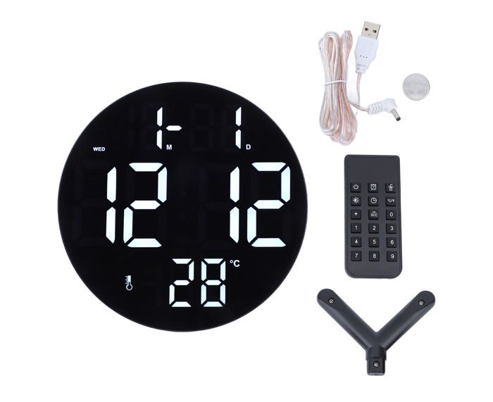 Réveil Rétro Vintage à Rabat Avec Calendrier – Design Noir/Blanc, 20x5x10,8 Cm, Alimentation Pile AA (non Incluse)