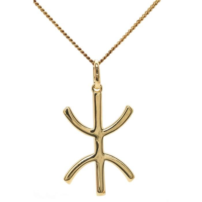 ensemble Pendentif Berbère en plaqué or lhomme libre Amazigh avec chaine 50cm ensemble Pendentif Berbère en plaqué or lhomme libre Amazigh avec chaine 50cm