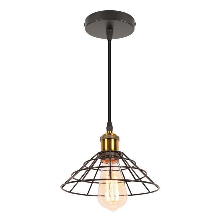 iDEGU Industriel Lustre Suspension Vintage Lampe de Plafond Abat-jour en Métsl Designe E27 Luminaire Chapeau pour Salon Chambre