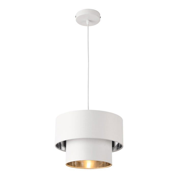 Lampe à suspendre moderne suspension douille 60 watts en métal et textile diamètre 30 cm Lampe à suspendre moderne suspension douille 60 watts en métal et textile diamètre 30 cm