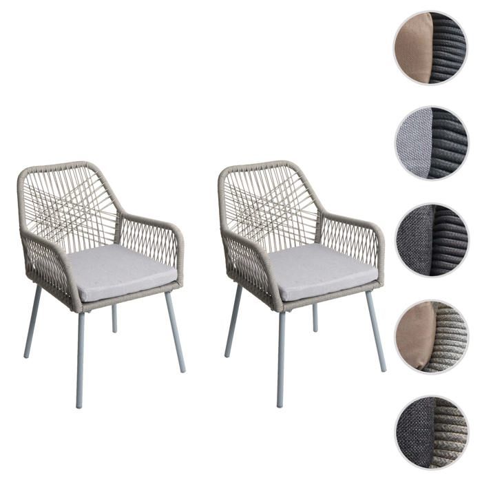 Lot de 2 chaises de jardin HWC-O12 gris clair tissu gris clair