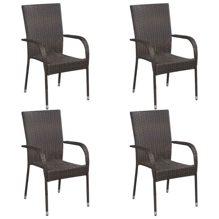 Bonne qualité Salon dextérieuris Ensemble à manger de jardin 5pcs 4 chaises de jardin avec table Résine tressée DECO