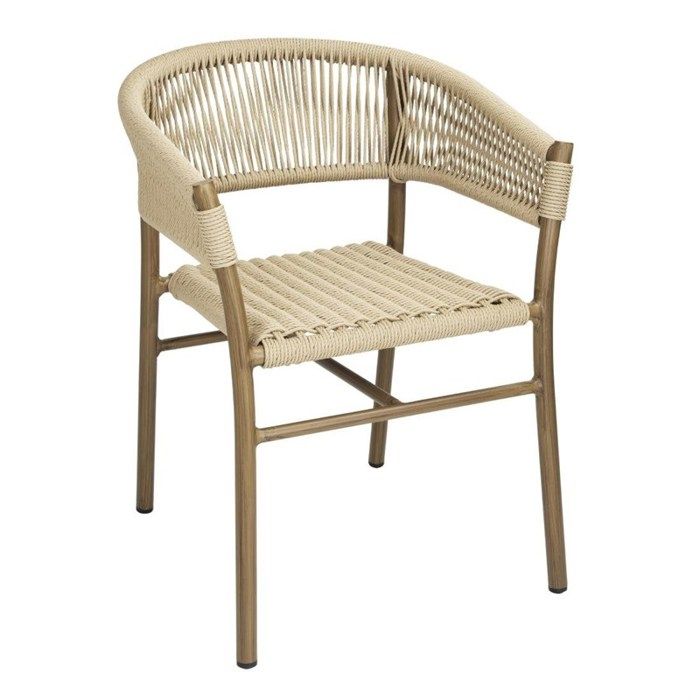 Fauteuil en Corde Naturelle Tressée - Lot de 2 - Bolero - Beige - l610- L1- P- h750- Aluminium Fauteuil en Corde Naturelle Tressée - Lot de 2 - Bolero - Beige - l610- L1- P- h750- Aluminium