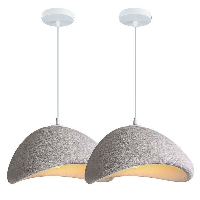 SNOGOLD 2x Suspension Moderne Lampe de Plafonde Abat-jour en Résine Ciment Ø20cm Gris E27 Lustre Industriel Luminaire pour Salon
