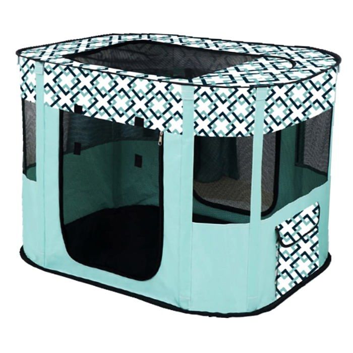Comparer les prix de Portable Chien Maison Animaux Clôture Pliable Parc pour Animaux De Compagnie Salle (S/70 * 50cm Bleu)