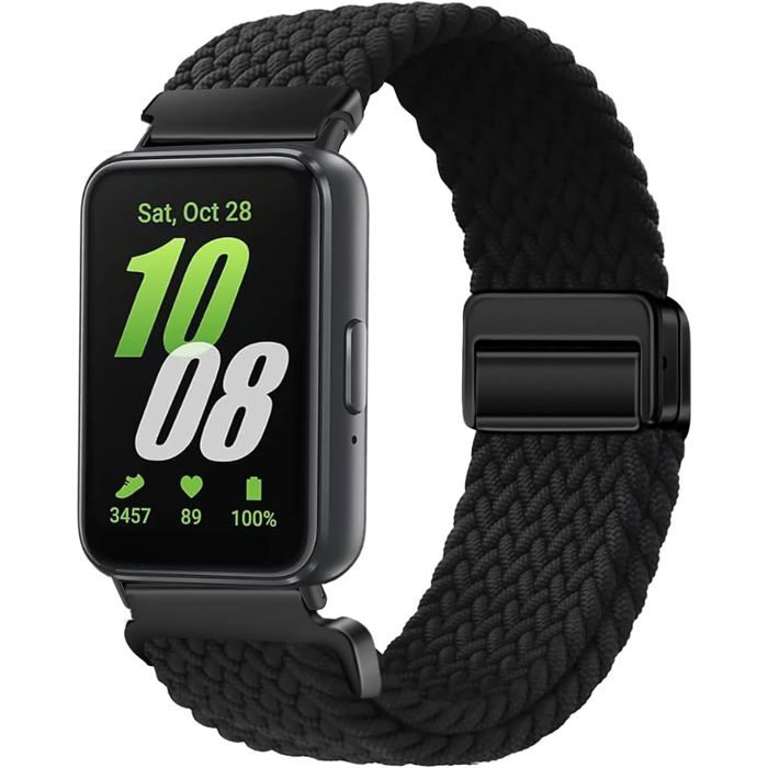 Bracelet Tressé Nylon Compatible Samsung Galaxy Fit 3 Élastique Avec Boucle Magnétique Bracelet Sport Réglable Homme Femme