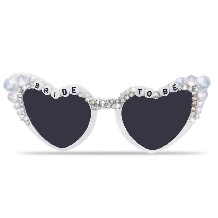 FloralGrace 1 pièce Lunettes de Soleil cœur, Just Married Lunettes de Soleil Femmes Cadeaux de mariée, Lunettes Mariage Vintage Perles pour décoration de fête de célibataire