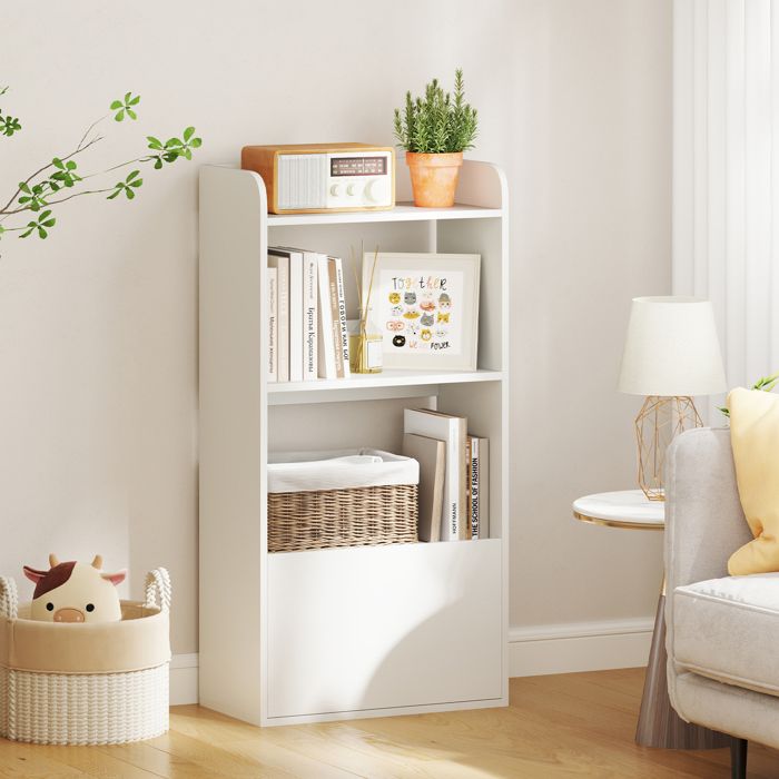 GIANTEX Bibliothèque Moderne avec Tiroir et 3 Étagères Ouvertes Meuble de Rangement pour Salon Chambre Bureau 55x29x120cm