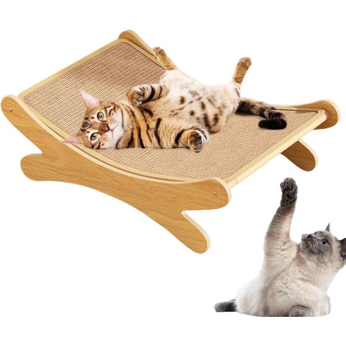 Griffoir chat en bois 50x33x16 cm avec sisal chaise longue portable
