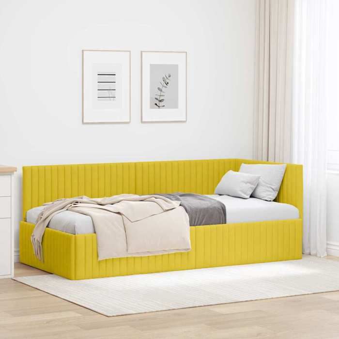 vidaXL Cadre de lit dangle Jaune 90 cm x 190 cm Velours 42016262