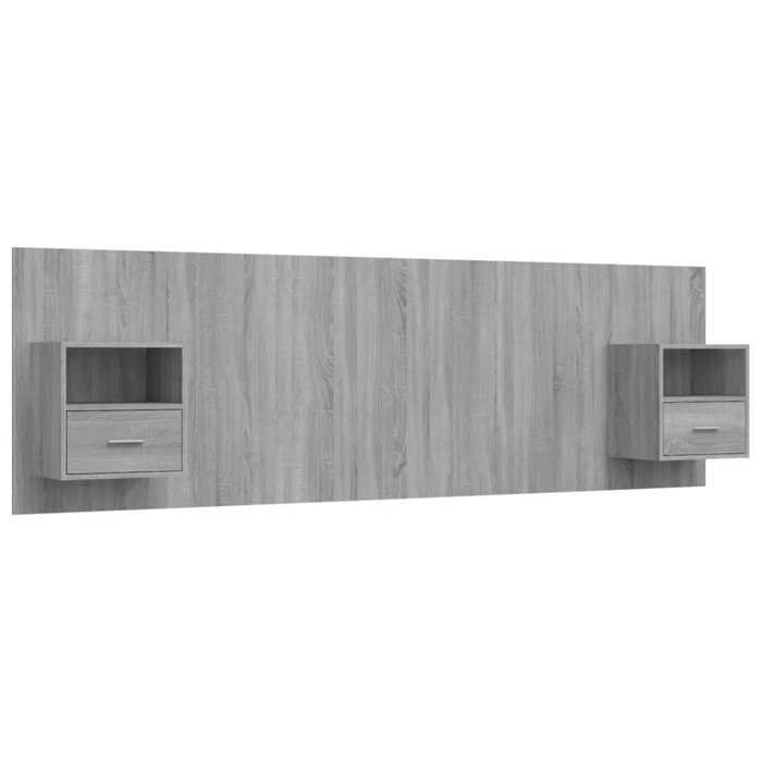 Tête de lit avec armoires - JILL - Sonoma gris - Bois dingénierie - 160x15x80 cm - Tables de chevet flottantes